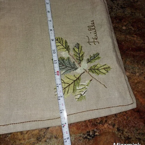 Pottery Barn Linen Feuilles Floral Embroidered Lumbar Throw Pillow Cover 16x12" - Picture 8 of 9